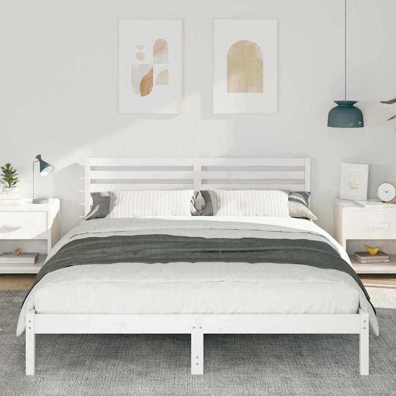 Cadru de pat cu headboard Alb 160 x 220 cm Lemn de pin masiv