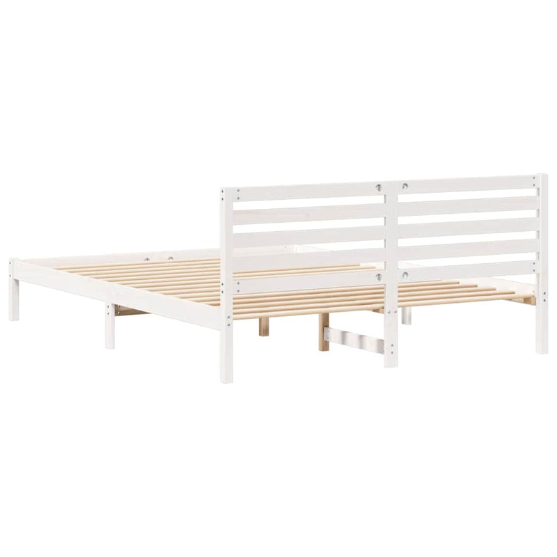Cadru de pat cu headboard Alb 160 x 220 cm Lemn de pin masiv