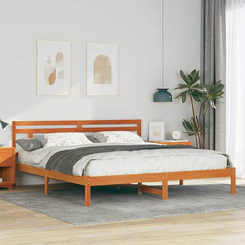Cadru de pat cu headboard Maro Lemn de brad