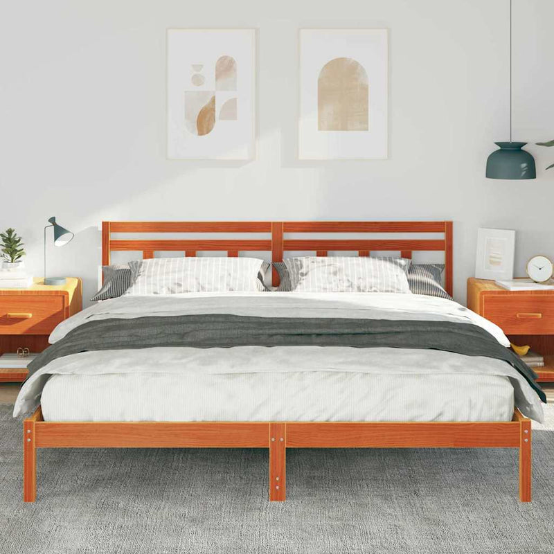 Cadru de pat cu headboard Maro Lemn de brad