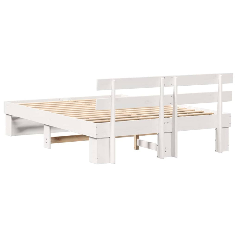 Cadru de pat cu headboard Alb 160 x 200 cm Lemn de pin masiv