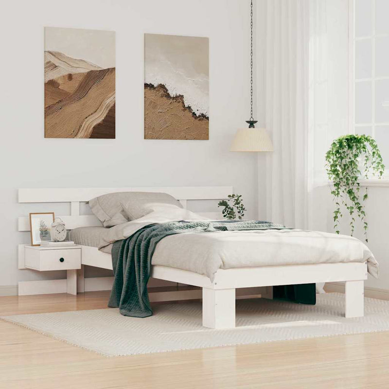 Cadru de pat cu headboard Alb 100 x 200 cm Lemn de pin masiv