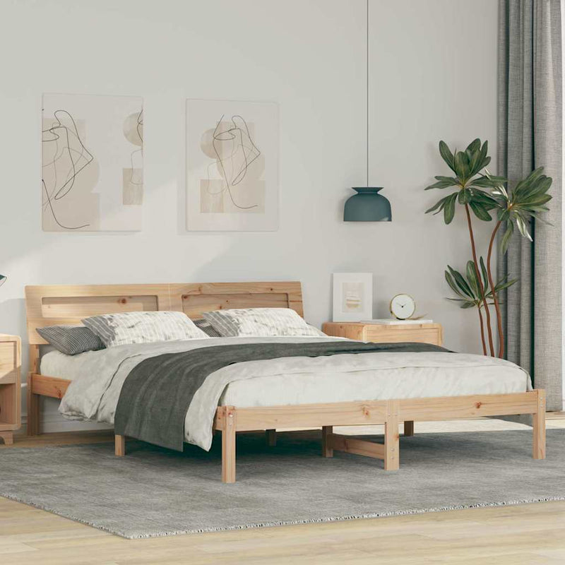 Cadru de pat cu headboard Maro 150 x 200 cm Lemn de pin masiv