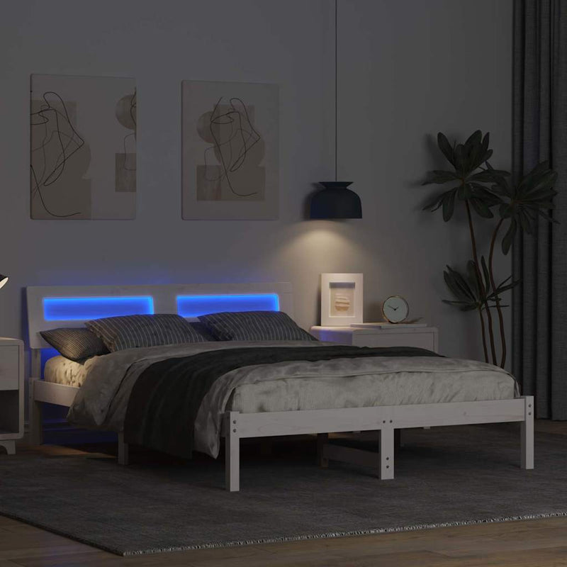 Cadru de pat cu headboard Alb 120 x 200 cm Lemn de pin masiv