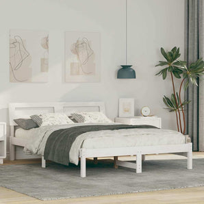 Cadru de pat cu headboard Alb 120 x 200 cm Lemn de pin masiv