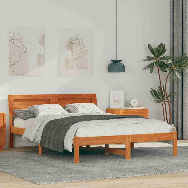 Cadru de pat Maroniu cerat 120 x 200 cm Lemn de pin masiv