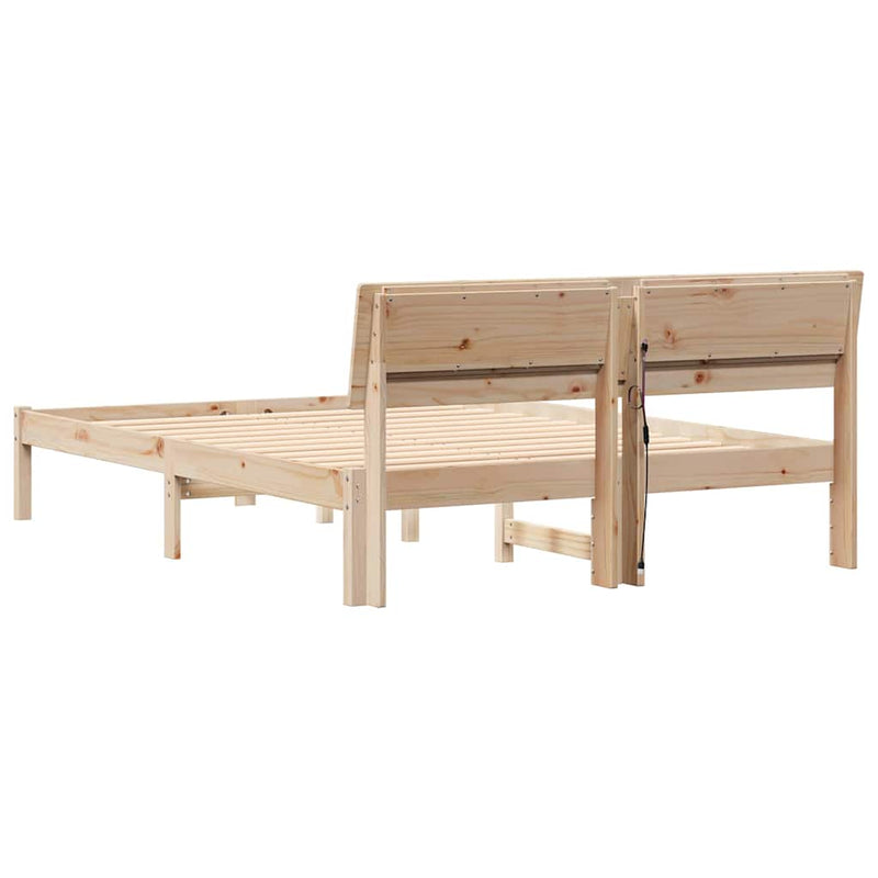 Cadru de pat cu headboard Maro 135 x 190 cm Lemn de pin masiv