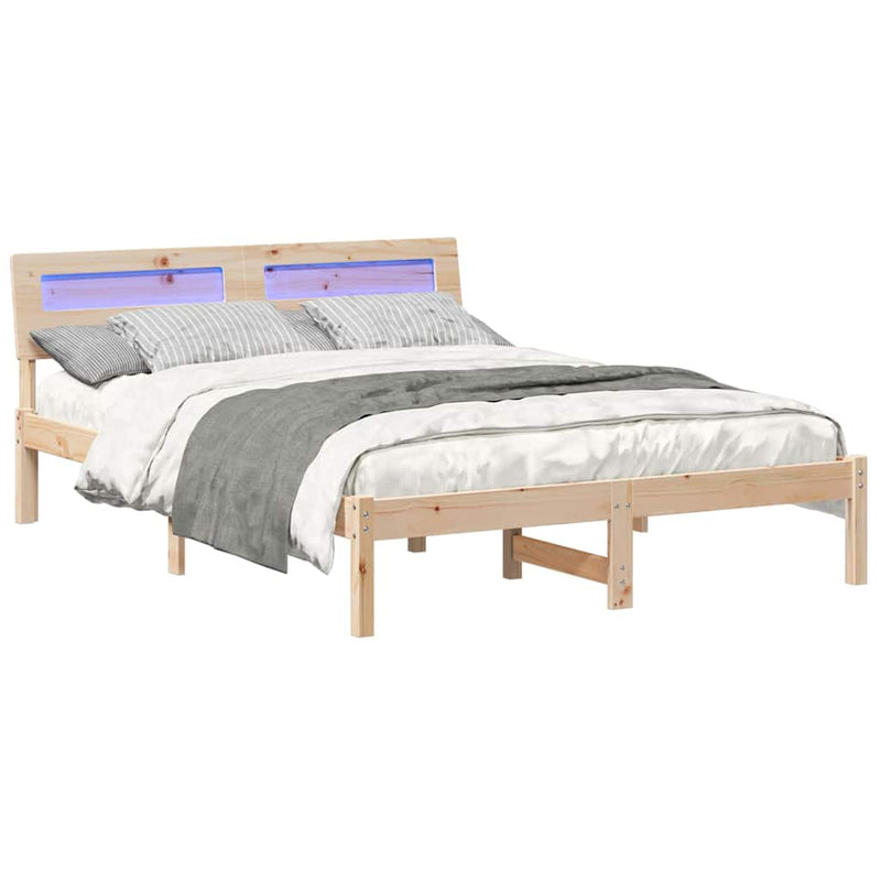 Cadru de pat cu headboard Maro 135 x 190 cm Lemn de pin masiv