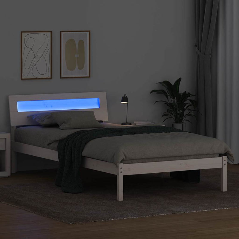 Cadru de pat cu headboard Alb 100 x 200 cm Lemn de pin masiv