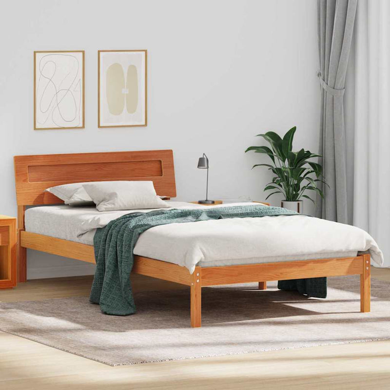 Cadru de pat Maroniu cerat 100 x 200 cm Lemn de pin masiv