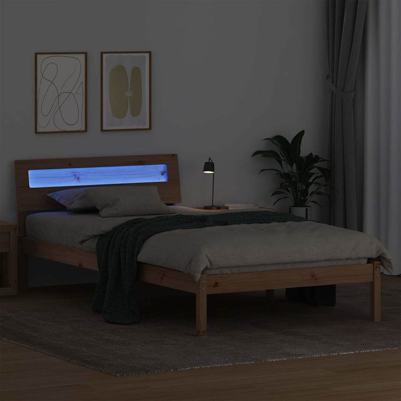 Cadru de pat cu headboard Maro 90 x 190 cm Lemn de pin masiv
