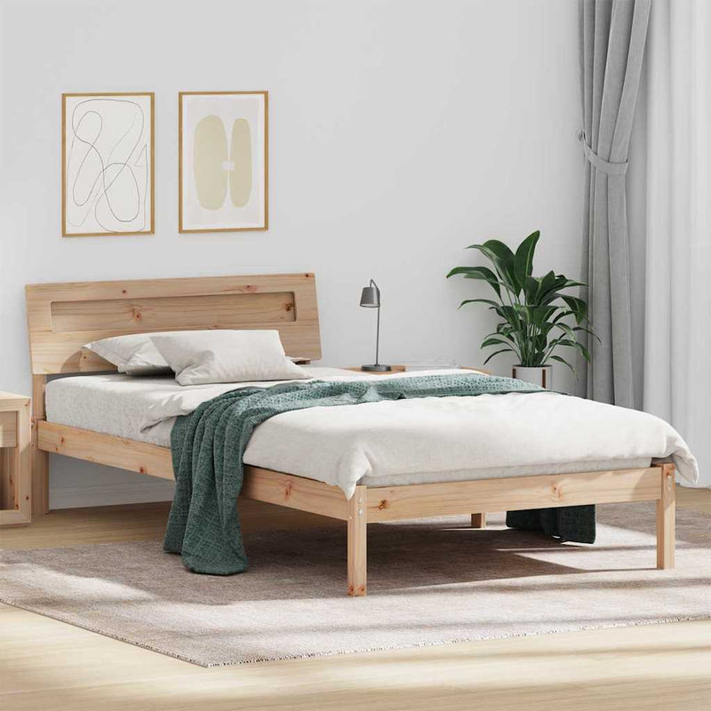 Cadru de pat cu headboard Maro 90 x 190 cm Lemn de pin masiv