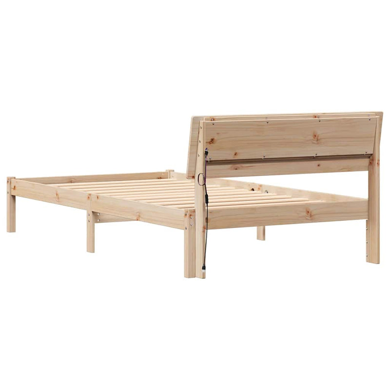 Cadru de pat cu headboard Maro 90 x 190 cm Lemn de pin masiv
