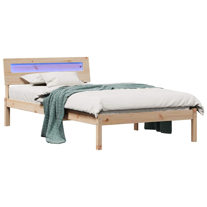 Cadru de pat cu headboard Maro 90 x 190 cm Lemn de pin masiv