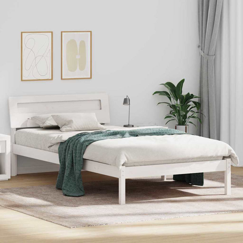 Cadru de pat cu headboard Alb 90 x 190 cm Lemn de pin masiv