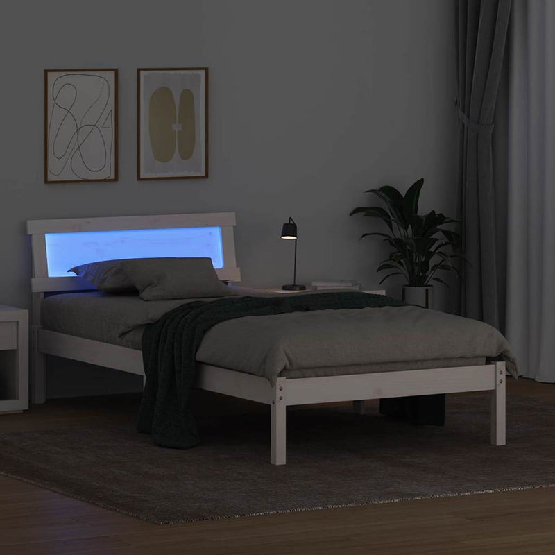 Cadru de pat cu headboard Alb 100 x 200 cm Lemn de pin masiv