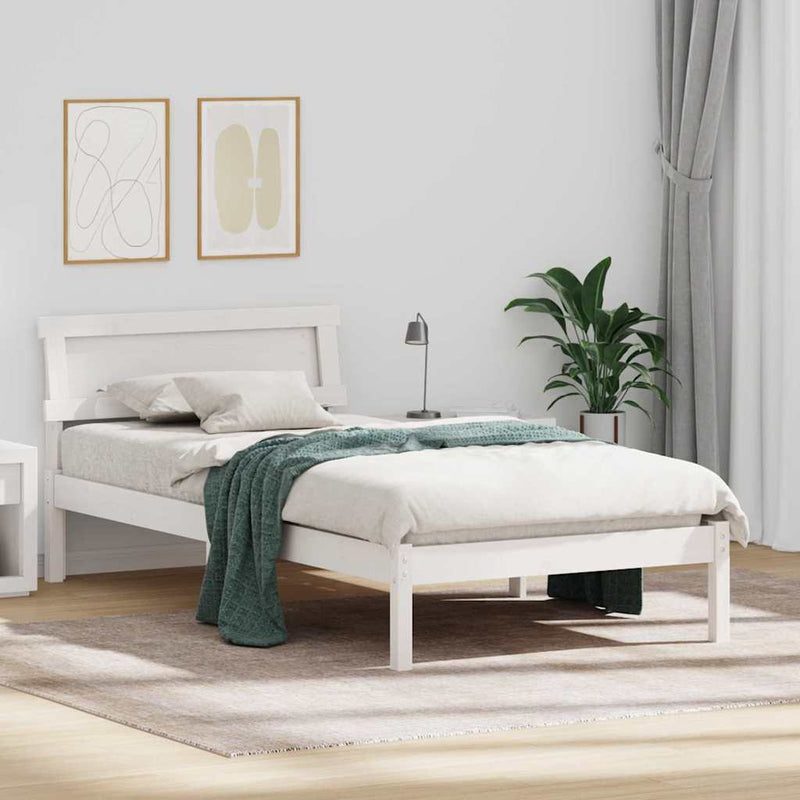 Cadru de pat cu headboard Alb 100 x 200 cm Lemn de pin masiv