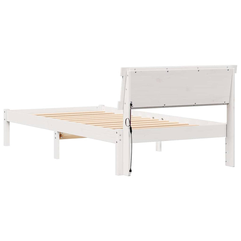 Cadru de pat cu headboard Alb 100 x 200 cm Lemn de pin masiv
