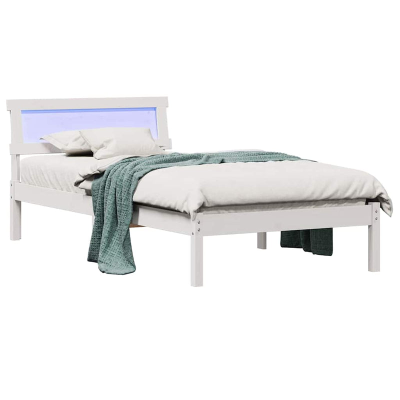 Cadru de pat cu headboard Alb 100 x 200 cm Lemn de pin masiv