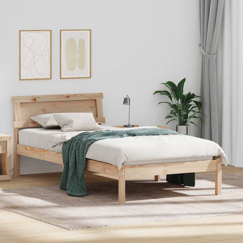 Cadru de pat cu headboard Maro 90 x 200 cm Lemn de pin masiv