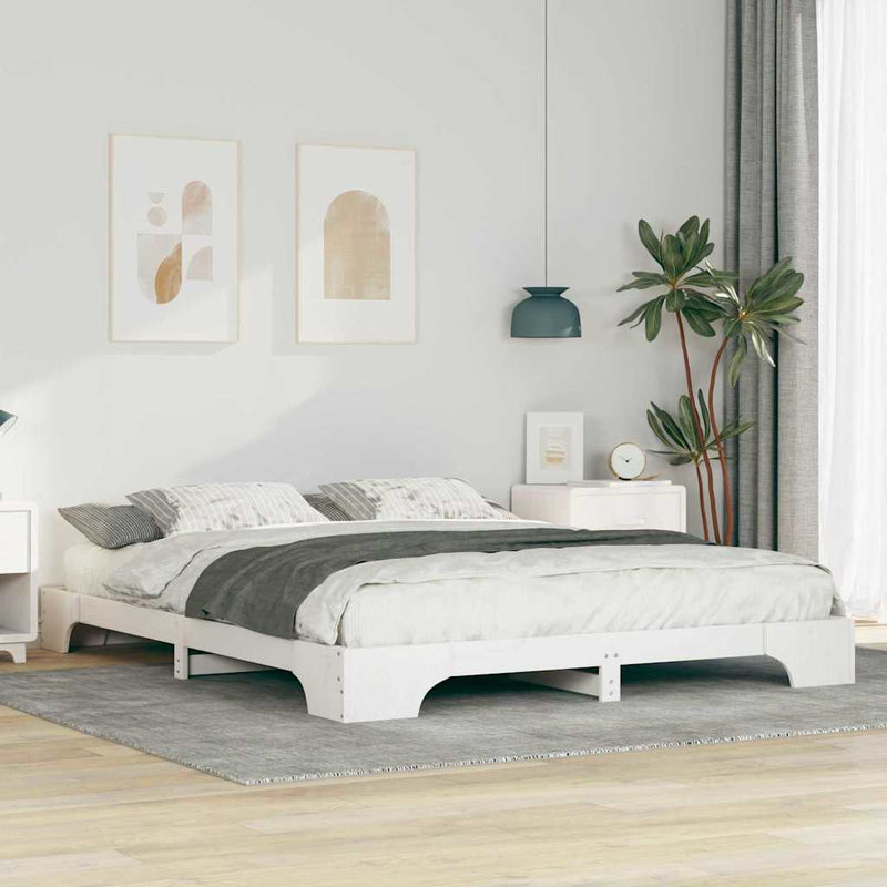 Cadru de pat Alb 160 x 210 cm Lemn de pin masiv