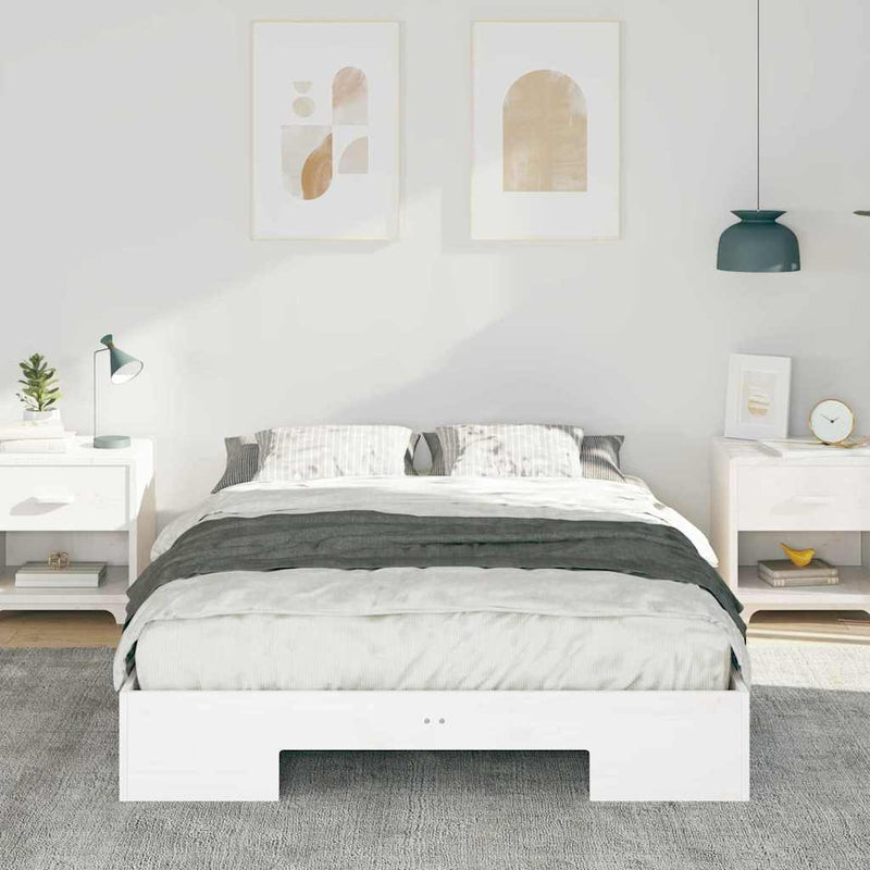 Cadru de pat Alb 135 x 190 cm