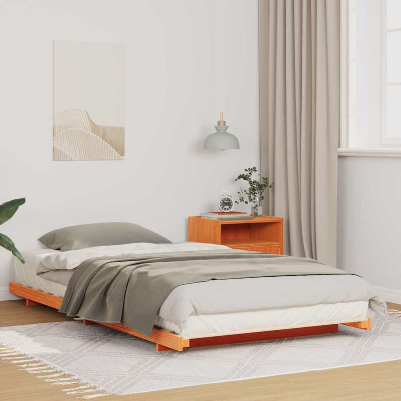Cadru de pat Maroniu cerat 100 x 210 cm Lemn de pin masiv