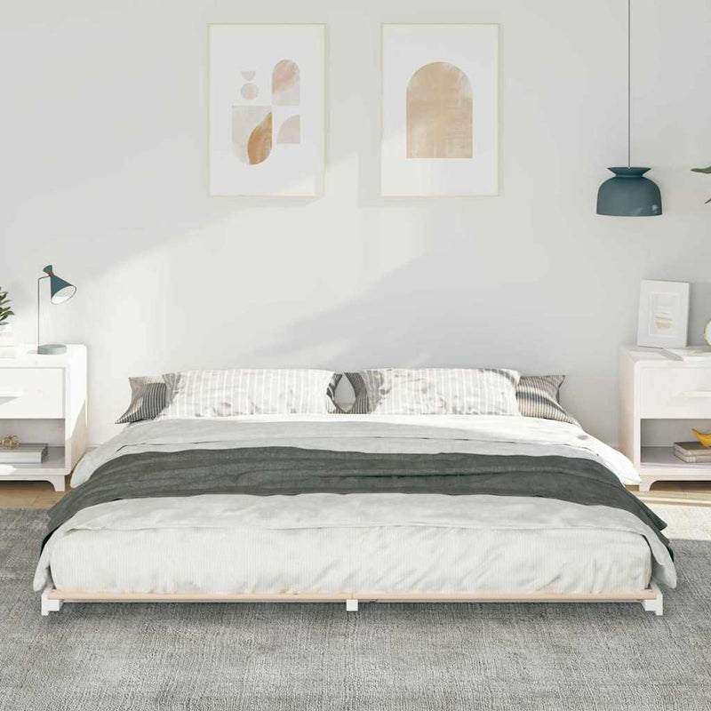 Cadru de pat Alb 180 x 210 cm Lemn de pin masiv