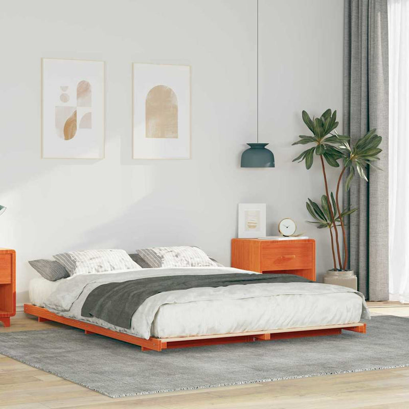 Cadru de pat Maroniu cerat 140 x 220 cm Lemn de pin masiv