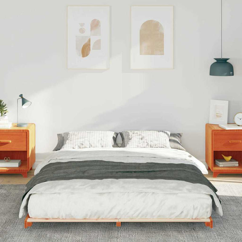 Cadru de pat Maroniu cerat 140 x 220 cm Lemn de pin masiv