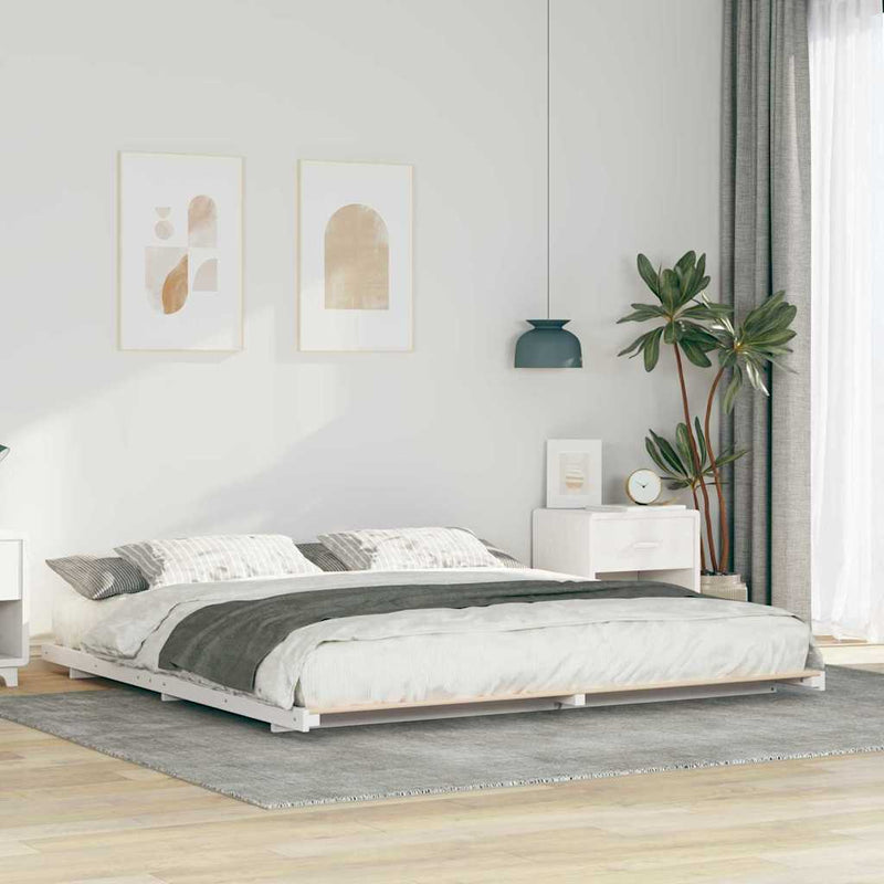 Cadru de pat Alb 180 x 220 cm Lemn de pin masiv