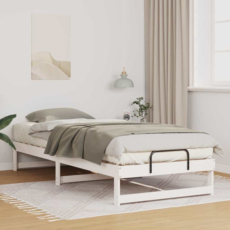 Cadru de pat Alb 100 x 220 cm Lemn de pin masiv