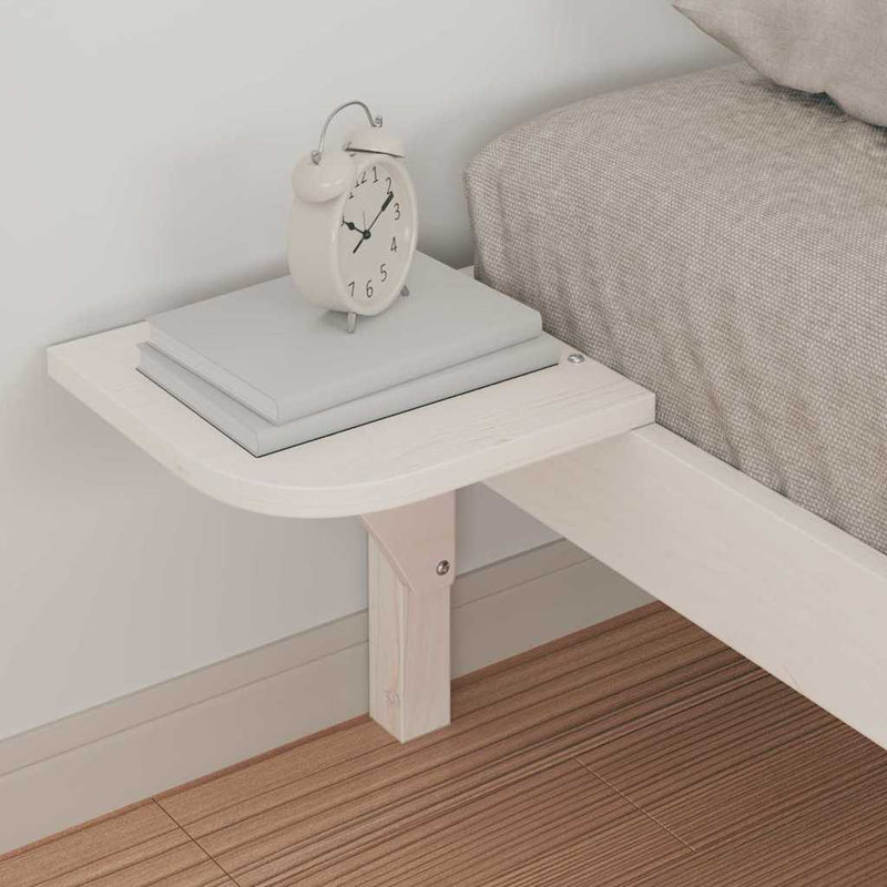 Cadru de pat cu mese laterale Alb 90 x 210 cm Lemn de pin masiv
