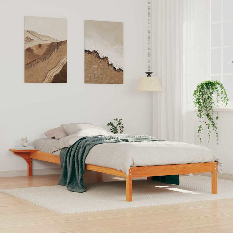 Cadru de pat cu mese laterale Maroniu cerat 90 x 210 cm
