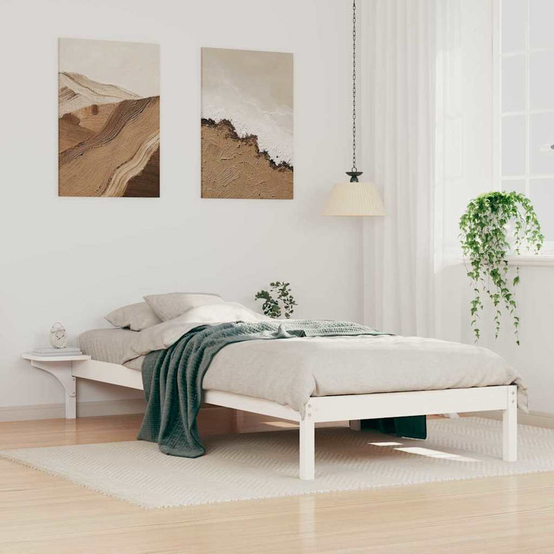 Cadru de pat cu mese laterale Alb 100 x 210 cm