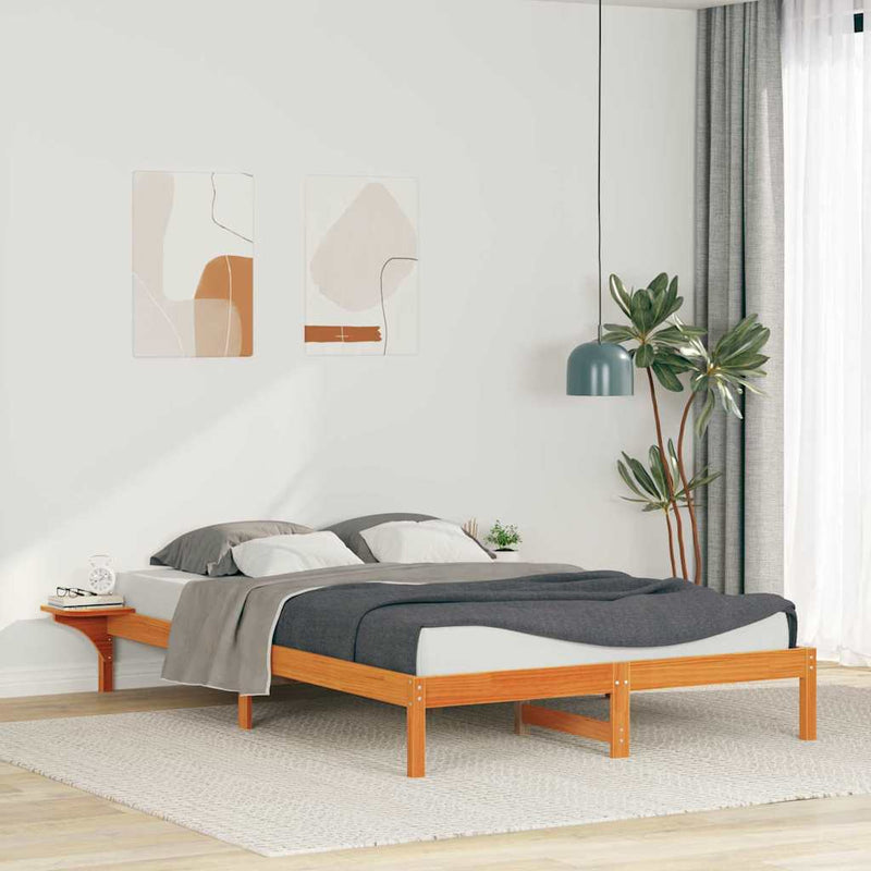 Cadru de pat cu mese laterale Maroniu cerat 160 x 210 cm