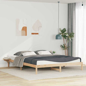 Cadru de pat cu mese laterale natural 180 x 210 cm