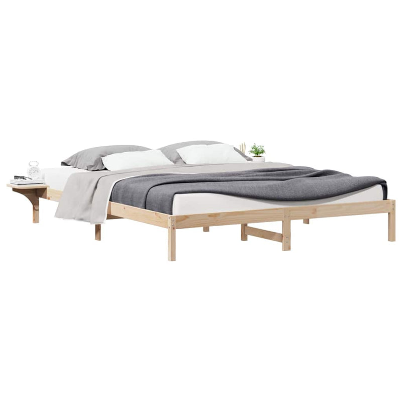 Cadru de pat cu mese laterale natural 200 x 210 cm