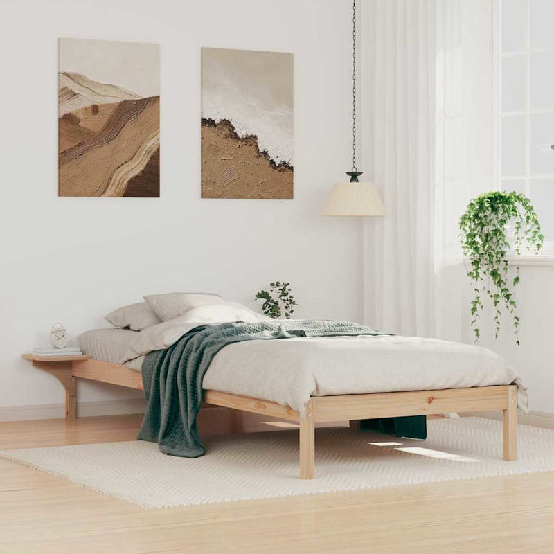 Cadru de pat cu mese laterale natural 100 x 220 cm