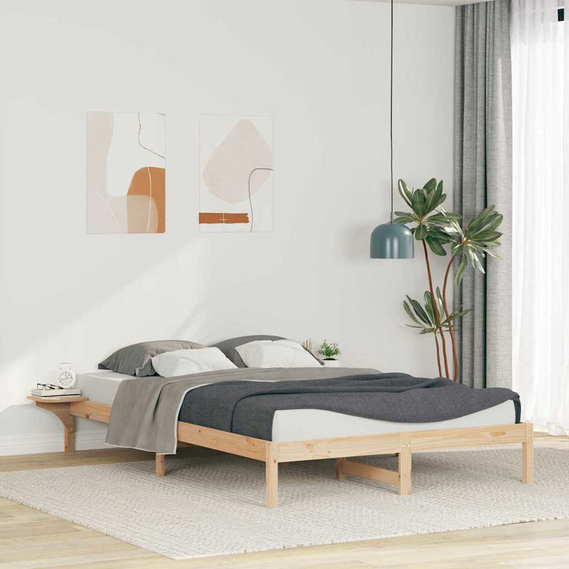 Cadru de pat cu mese laterale natural 140 x 220 cm