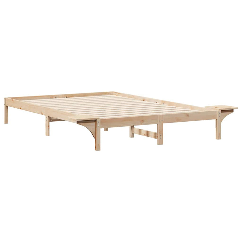 Cadru de pat cu mese laterale natural 160 x 220 cm