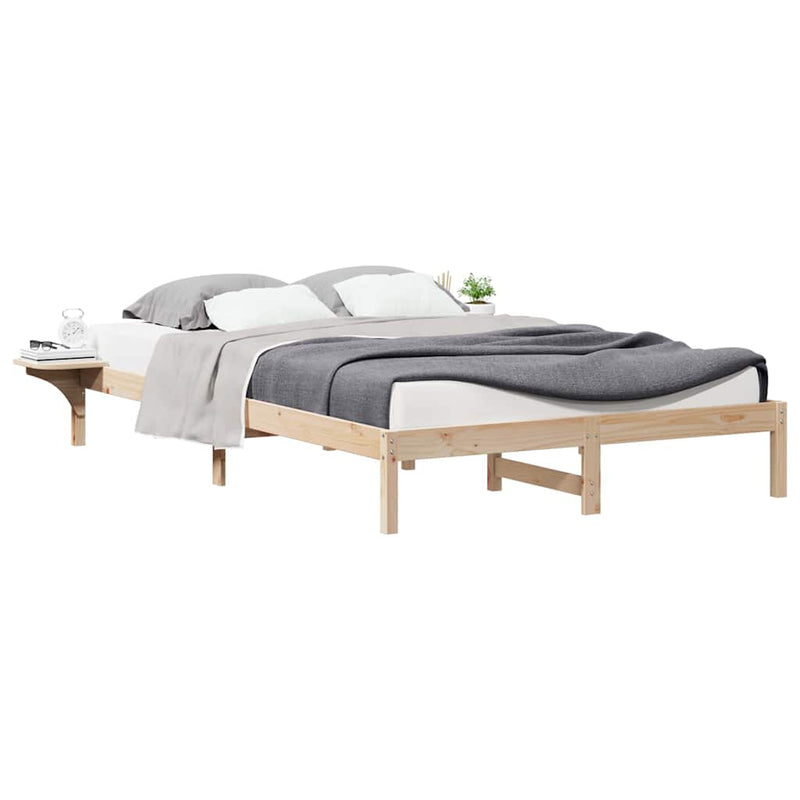 Cadru de pat cu mese laterale natural 160 x 220 cm