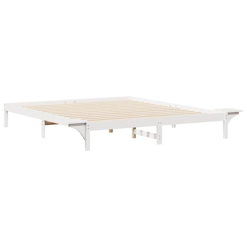 Cadru de pat cu mese laterale Alb 200 x 220 cm