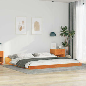 Cadru de pat Maroniu cerat 200 x 200 cm Lemn de pin masiv