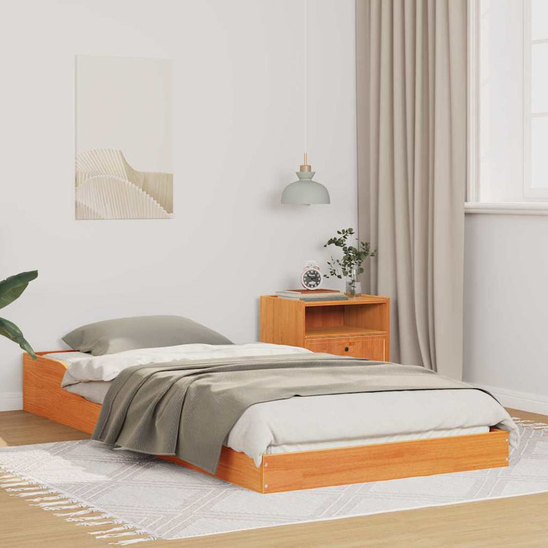 Cadru de pat Maroniu cerat 100 x 200 cm Lemn de pin masiv