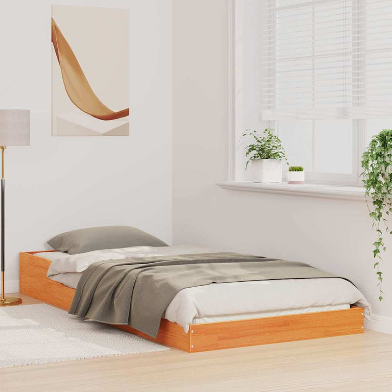 Cadru de pat Maroniu cerat 100 x 200 cm Lemn de pin masiv
