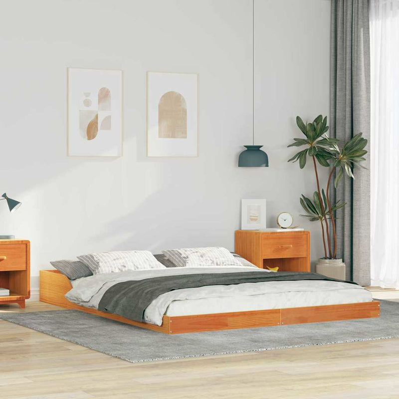 Cadru de pat Maroniu cerat 140 x 210 cm Lemn de pin masiv