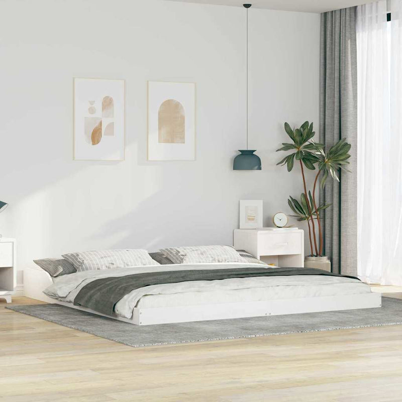 Cadru de pat Alb 200 x 220 cm Lemn de pin masiv
