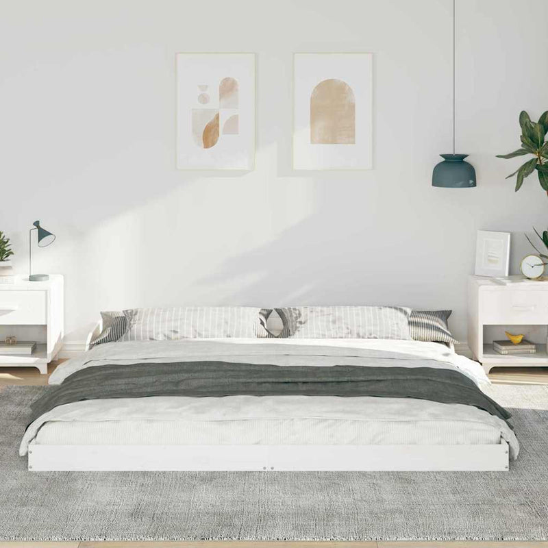 Cadru de pat Alb 200 x 220 cm Lemn de pin masiv