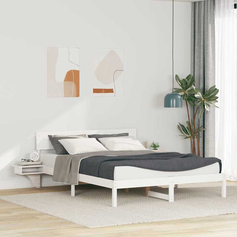Cadru de pat cu headboard Alb 150 x 200 cm Lemn de pin masiv
